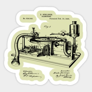 Vintage Patent Print 1902 Gramophone Sticker